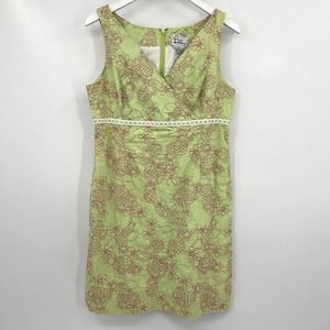 Lilly Pulitzer White Label Green Pineapple Embroidered Print Dress Women’s 12